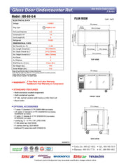 Turbo Air JUR-60-G-N J Series 60" Glass Door Undercounter Refrigerator w/ 2 Sections & Side Mounted Compressor - Donut-Equipment.com
