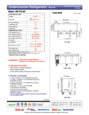 Turbo Air JUR-72S-N6 J Series 72" Narrow Depth Undercounter Refrigerator w/ 3 Sections, Solid Doors & Side Mounted Compressor - Donut-Equipment.com