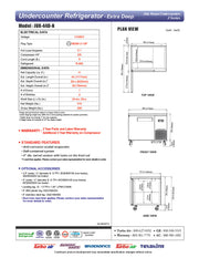Turbo Air JUR-44D-N J Series 44" Extra Deep Undercounter Refrigerator w/ 2 Drawers & Side Mounted Compressor - Donut-Equipment.com