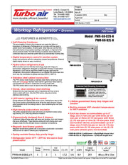 Turbo Air PWR-60-D2R-N 60 1/4" Worktop Refrigerator w/ 2 Sections, 2 Drawers & 1 Solid Door - Donut-Equipment.com