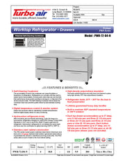 Turbo Air PWR-72-D4-N 72 1/4" Worktop Refrigerator w/ 2 Sections, 4 Drawers - Donut-Equipment.com