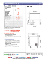 Turbo Air PWF-48-D2R-N 48 1/4" Worktop Freezer w/ 2 Sections, 2 Drawers & 1 Solid Door - Donut-Equipment.com