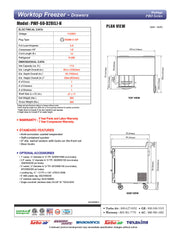 Turbo Air PWF-60-D2R-N 60 1/4" Worktop Freezer w/ 2 Sections, 2 Drawers & 1 Solid Door - Donut-Equipment.com