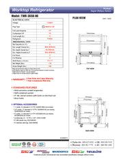 Turbo Air TWR-36SD-N6 36 1/4" Super Deluxe Worktop Refrigerator w/ (1) Section, 1 Solid Door - Donut-Equipment.com