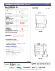 Turbo Air TWR-28SD-D2-N 27 1/2" Super Deluxe Worktop Refrigerator w/ (1) Section, 2 Drawers - Donut-Equipment.com