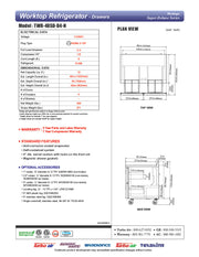 Turbo Air TWR-48SD-D4-N 48 1/4" Super Deluxe Worktop Refrigerator w/ (2) Sections, 4 Drawers - Donut-Equipment.com
