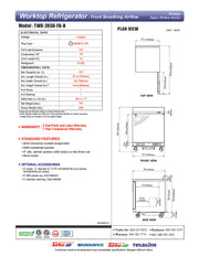 Turbo Air TWR-28SD-FB-N 27 1/2" Super Deluxe Worktop Refrigerator w/ (1) Section, 1 Solid Door, Front Breathing - Donut-Equipment.com