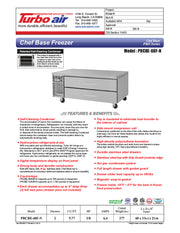 Turbo Air PRCBE-60F-N 60" PRO Series Chef Base Freezer w/ (4) Drawers – 115v - Donut-Equipment.com