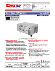 Turbo Air TCBE-48SDR-N 47 5/8" Super Deluxe Chef Base Refrigerator w/ (2) Drawers – 115v - Donut-Equipment.com