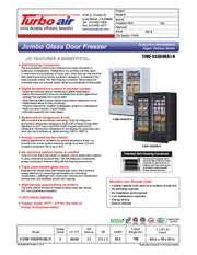 Turbo Air TJMF-55SDB-N 65" Black Super Deluxe Two Section Glass Door Display Freezer – (2) Swing Doors, 115v - Donut-Equipment.com
