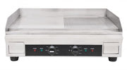 Omcan Stainless Steel Electric Griddle with Half-Smooth & Half-Ribbed Surface – 23.87" x 16" Commercial Countertop Griddle for Restaurants, Cafés & Foodservice Kitchens - Donut-Equipment.com