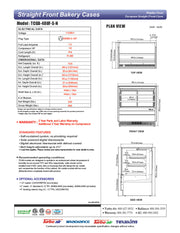 Turbo Air TCGB-48UF-S-N 47-7/8" Refrigerated Straight Glass Full-Service Bakery Display Case, 3 Levels, Stainless Steel Exterior, 115v - Donut-Equipment.com