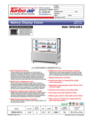 Turbo Air TBP48-54FN-S 47-1/2" Refrigerated Bakery Display Case w/ Straight Glass - (3) Levels, 115v, Stainless Steel - Donut-Equipment.com