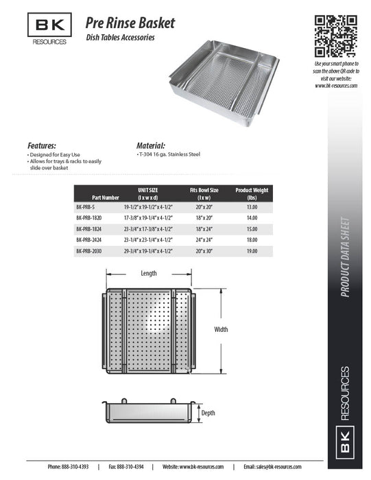 BK Resources 26" Left-Side Rinse Table Kit, 16-Gauge Stainless Steel - Donut-Equipment.com