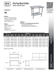 BK Resources 24" x 24" 18 Gauge Stainless Steel Work Table with Galvanized Undershelf – Prep Table - Donut-Equipment.com