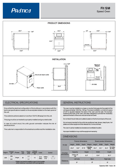 Prática Fit Express SM Single Mag Ventless High-Speed Commercial Rapid Cook Oven, Countertop Design - Donut-Equipment.com
