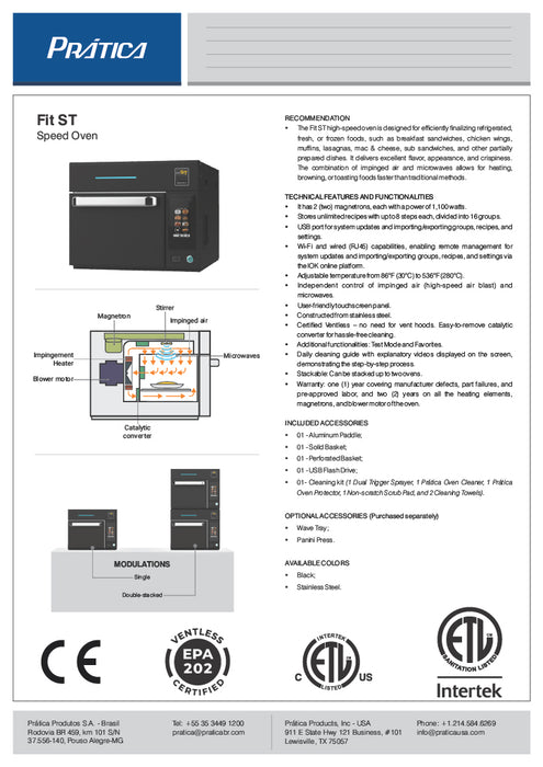 Prática FIT ST Black Single Electric Ventless High-Speed Commercial Speed Oven, Countertop Design - Donut-Equipment.com