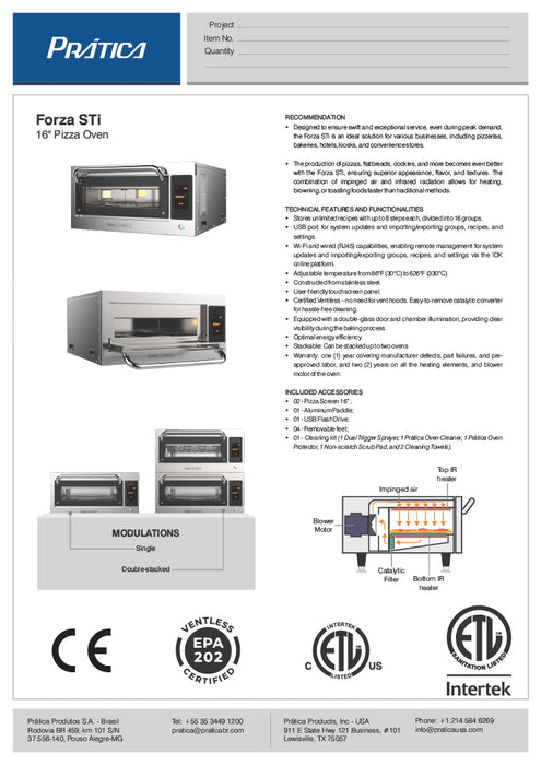 Prática FORZA STI Double-Stacked Ventless High-Speed Commercial Rapid Cook Oven, Countertop Design - Donut-Equipment.com
