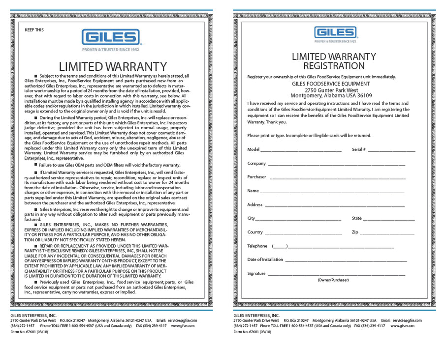 Giles FSH-2A-99 Freestanding Ventless Recirculating Hood System, 3-Stage Filtration, 208-240V/60Hz/1PH - Donut-Equipment.com