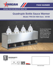 Omcan 4 x 32 oz Quadruple Bottle Sauce Warmer – Commercial Countertop Four-Bottle Condiment Heating Station for Sauces and Dressings - Donut-Equipment.com