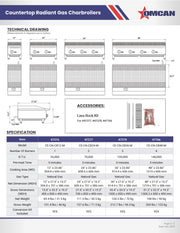 Omcan 36" Radiant Gas Charbroiler – 105,000 BTU Commercial Countertop Charbroiler with 3 Burners and Heavy-Duty Cast Iron Grates - Donut-Equipment.com
