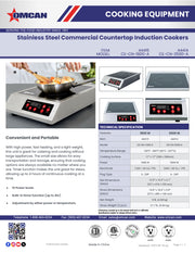 Omcan 1.8 kW Stainless Steel Commercial Countertop Induction Cooker – High-Efficiency Electric Induction Cooktop for Restaurants, Catering & Foodservice Kitchens - Donut-Equipment.com