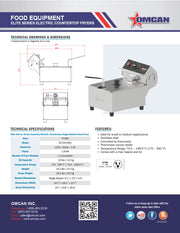 Omcan 10 lb Capacity Elite Series Electric Countertop Single Basket Deep Fryer – 1800W, 120V Commercial Deep Fryer for Restaurants, Concession Stands & Foodservice Kitchens - Donut-Equipment.com
