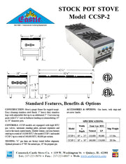 Comstock-Castle CCSP2-160K 18" Gas Stock Pot Range, 2 Double Burners, Cabinet Base, 160,000 BTU, Stainless Steel Front - Donut-Equipment.com