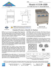 Comstock-Castle F330-1RB 36" Gas Restaurant Range, 4 Open Burners, 12" Radiant Broiler, Single Standard Oven, Stainless Steel Front, 151,000 BTU - Donut-Equipment.com