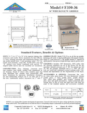 Comstock-Castle F330-36 36" Gas Restaurant Range, 36" Manual Griddle, Single Standard Oven, Stainless Steel Front, 102,000 BTU - Donut-Equipment.com