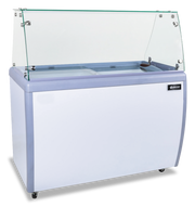 Omcan 50″ Ice Cream Dipping Freezer – 8+6 Tubs Capacity, Flat Sneeze Guard Ice Cream Merchandiser Freezer - Donut-Equipment.com