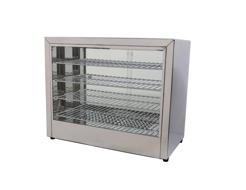Omcan 25″ Countertop Display Warmer – 4-Shelf Full-Service Heated Merchandiser Display Case with Rear Access Doors