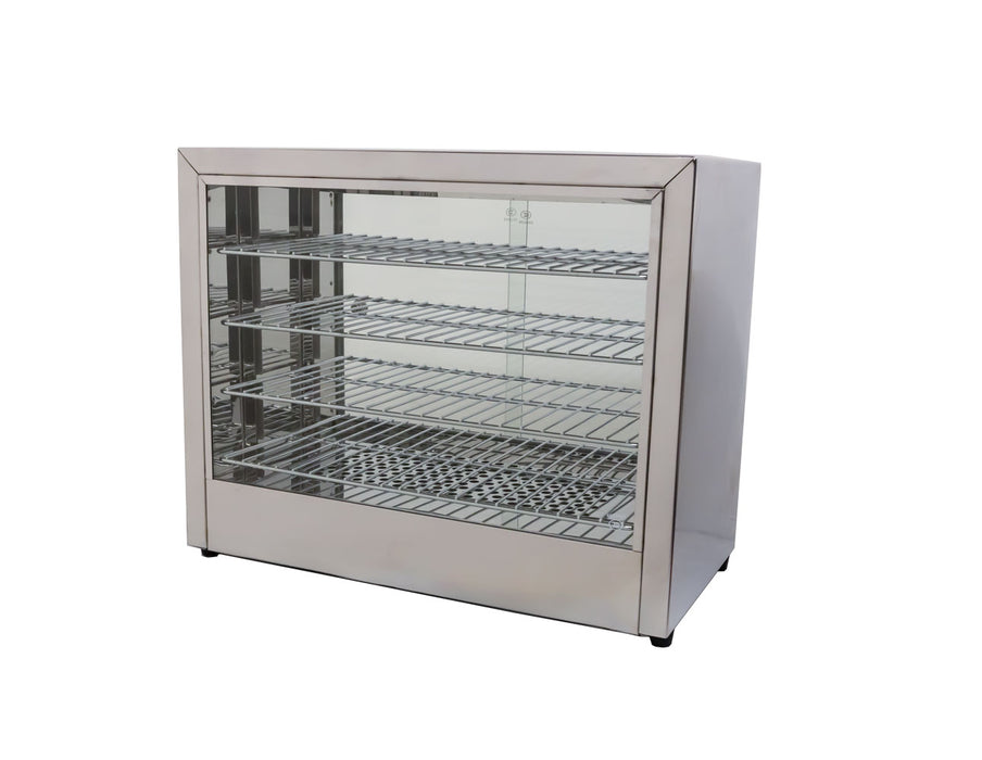 Omcan 25″ Countertop Display Warmer – 4-Shelf Full-Service Heated Merchandiser Display Case with Rear Access Doors