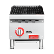 Omcan 12" Radiant Gas Charbroiler – 35,000 BTU Commercial Countertop Charbroiler with 1 Burner and Heavy-Duty Cast Iron Grates - Donut-Equipment.com