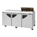 Turbo Air Super Deluxe TST-72SD-08S-N-LW 72" 3 Door Refrigerated Sandwich Prep Table with Left Work Station - Donut-Equipment.com