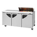 Turbo Air Super Deluxe TST-72SD-10S-N-LW 72" 3 Door Refrigerated Sandwich Prep Table with Left Work Station - Donut-Equipment.com