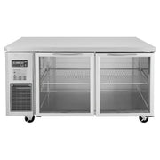 Turbo Air JUR-60-G-N J Series 60" Glass Door Undercounter Refrigerator w/ 2 Sections & Side Mounted Compressor - Donut-Equipment.com
