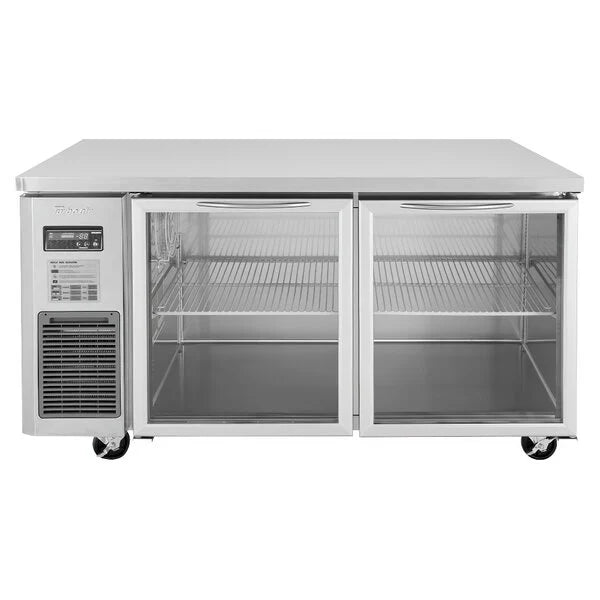 Turbo Air JUR-60-G-N J Series 60" Glass Door Undercounter Refrigerator w/ 2 Sections & Side Mounted Compressor - Donut-Equipment.com