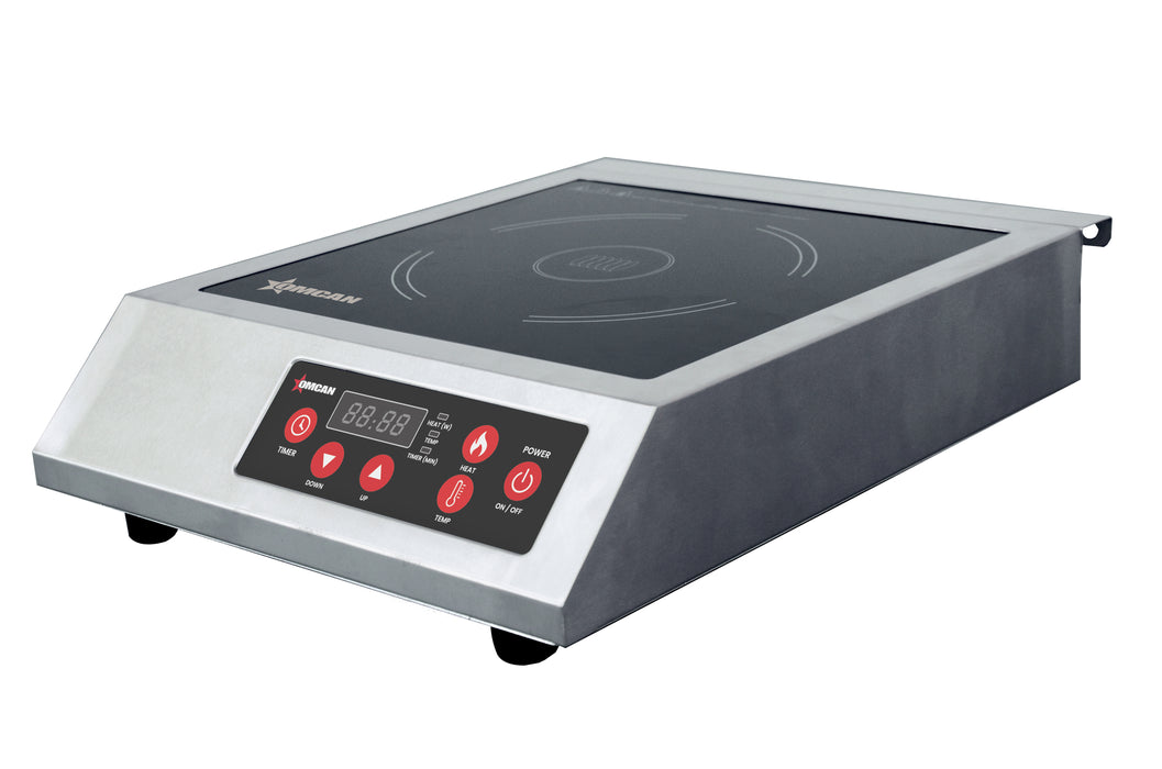 Omcan 1.8 kW Stainless Steel Commercial Countertop Induction Cooker – High-Efficiency Electric Induction Cooktop for Restaurants, Catering & Foodservice Kitchens