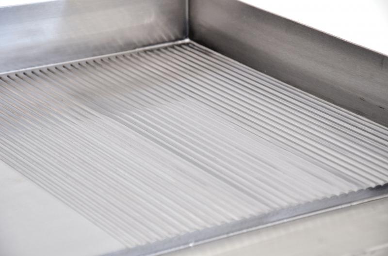 Omcan Stainless Steel Electric Griddle with Half-Smooth & Half-Ribbed Surface – 23.87" x 16" Commercial Countertop Griddle for Restaurants, Cafés & Foodservice Kitchens - Donut-Equipment.com