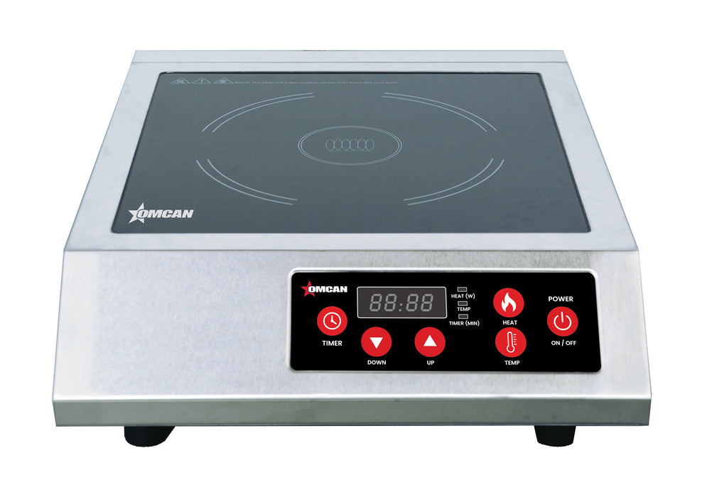 Omcan 1.8 kW Stainless Steel Commercial Countertop Induction Cooker – High-Efficiency Electric Induction Cooktop for Restaurants, Catering & Foodservice Kitchens