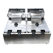 Omcan 12 lb x 2 Double Tank Countertop Electric Fryer – 2700W, 110V Commercial Dual Basket Deep Fryer for Restaurants, Concession Stands & Foodservice Kitchens - Donut-Equipment.com