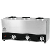 Omcan 3 x 32 oz Triple Bottle Sauce Warmer – Commercial Countertop Triple Condiment Heating Station for Sauces and Dressings - Donut-Equipment.com