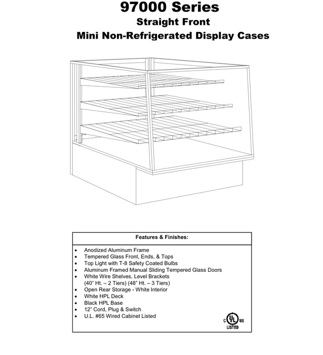 Non Refrigerated Food Display 97040-36 Straight Front High Volume 36" (L) x 40" (H)