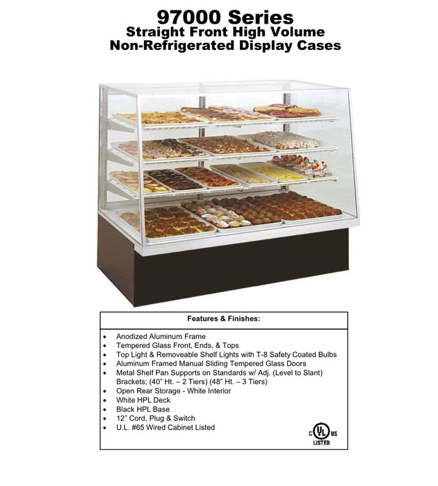 Non Refrigerated Display Case 97048-77 straight Front High Volume 77” X 34 13/16” X 48”