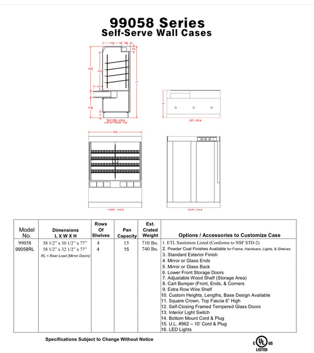 Spartan 99058RL Rear Load Self Serve Wallcase 58.5" X 32.5" X 77"