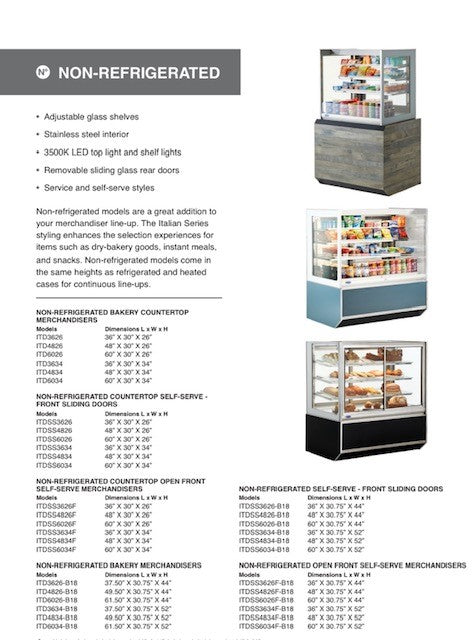 Federal Industries (ITD6034-B18)-Non-Refrigerated- 60" x 52"(H) Full Service Case w/Straight Glass 120V - Donut-Equipment.com