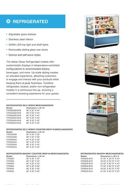 Federal Industries (ITR6034-B18) 52"(H)- 60" Full Service Case w/Straight Glass (Refrigerated) 120V - Donut-Equipment.com