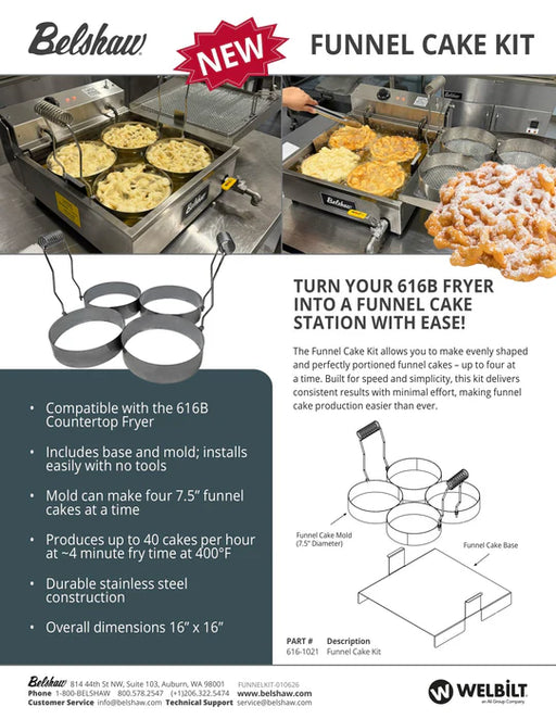 Belshaw Funnel Cake Fryer 616B and Funnel Cake Kit - Donut-Equipment.com
