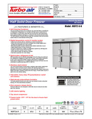 Turbo Air M3F72-6-N M3 Series 78" Solid Half Door Reach In Freezer - Donut-Equipment.com